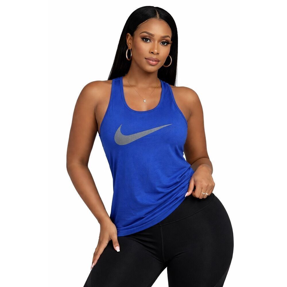 Nike Athletic Dept Blue Racerback Tank Top Small Slim Fit Cotton Swoosh